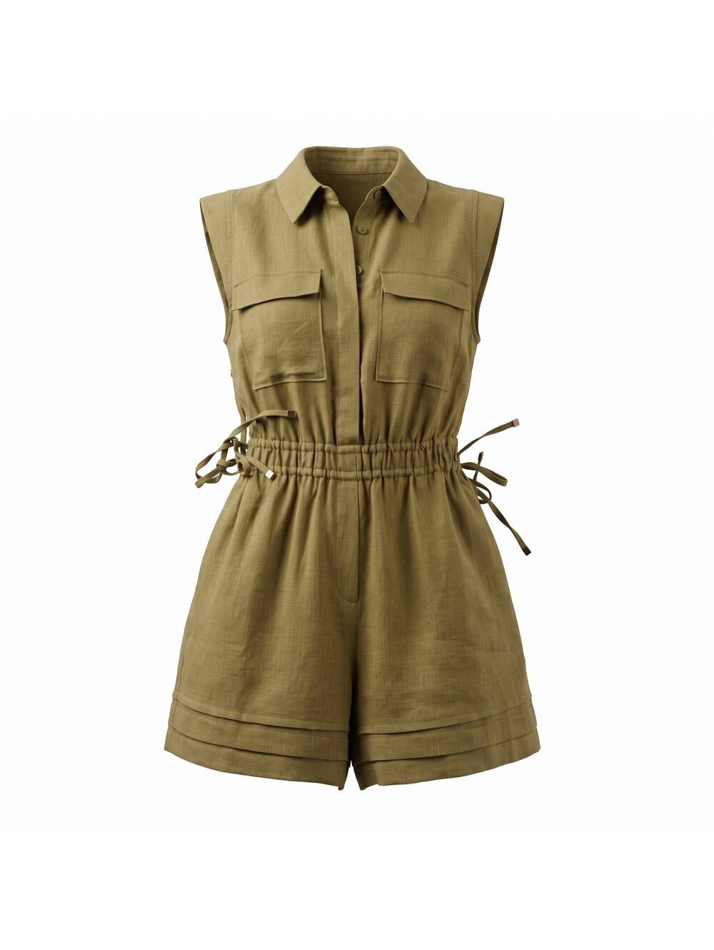 $169 Anthropologie Lela Romper Mon Renn Size XS Moss Utility Romper Playsuit